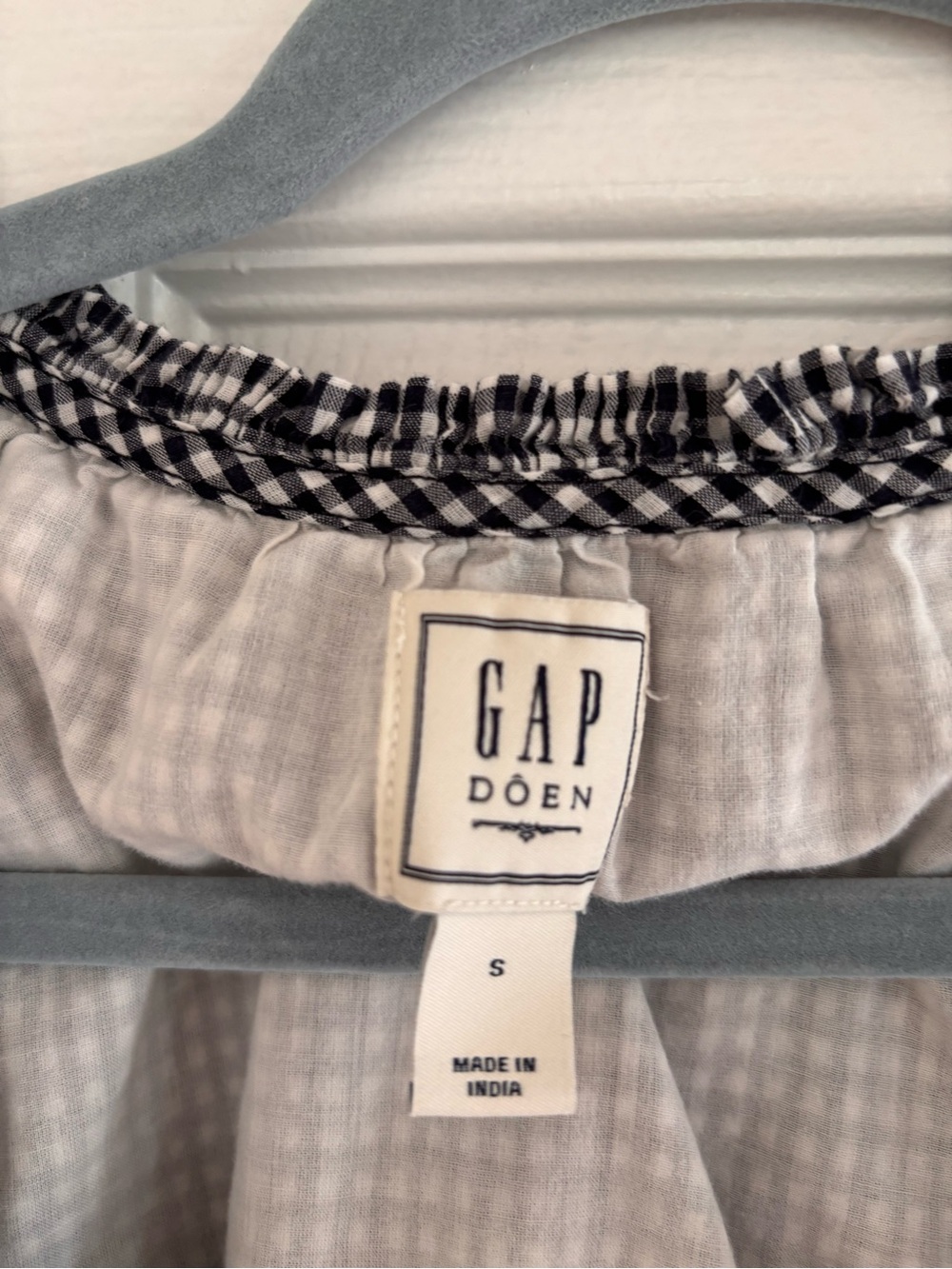 GAP x DOEN Black & White Gingham Tie-Front Crop Top - Picture 3 of 4